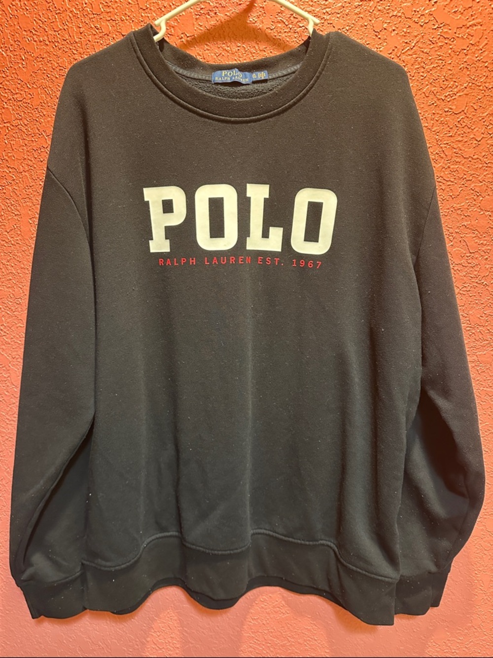 Polo by Ralph Lauren Black Crewneck with White Polo Logo and Red Accents